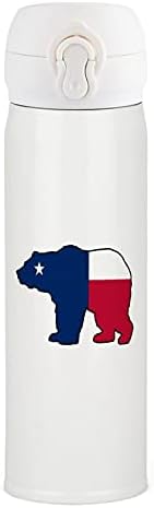 Texas Zászló Medve Rozsdamentes Acél Szigetelt Üveg Vizet Bögre Tea Csésze Sport Kerékpáros Túrázás