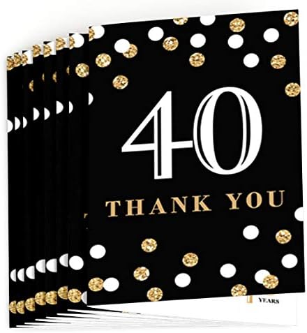 Nagy Dot a Boldogság Felnőtt 40 Szülinapi - Arany - Szülinapi Buli Köszönöm Kártya (8 szám)