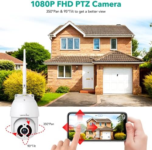wansview Biztonsági Kamera, Kültéri, 1080P Pan-Tilt 360° Felügyeleti Vízálló WiFi Kamera, éjjellátó, 2-utas Audio, Okos Sziréna,