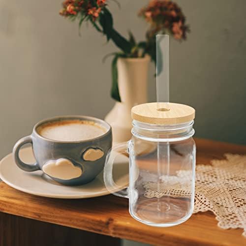 UPKOCH Befőttesüvegben Csésze Fedél Szalma Befőttesüvegben Bögrék fogantyúval Rendszeres Szája befőttes üveg Poharat Kávés