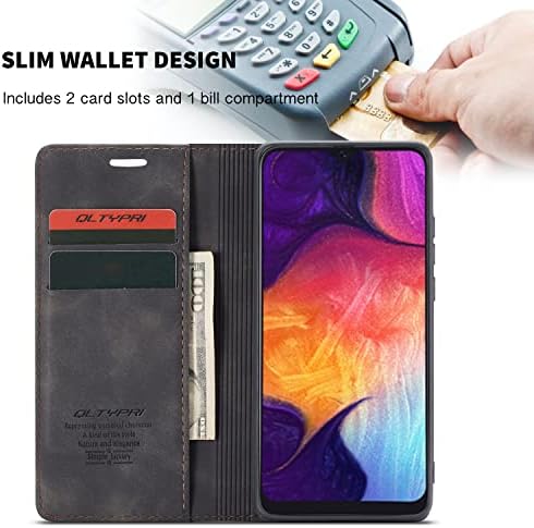 QLTYPRI Samsung Galaxy A50 esetben A50S A30S Esetben Vintage PU Bőr Pénztárca Esetben TPU Lökhárító [Card Slot] [kihangosító