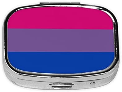 Biszexuális Pride Flag Square Mini Tabletta Doboz Utazás Barátságos Hordozható Kompakt Tabletta Esetében Tükör