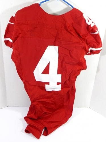2012-es San Francisco 49ers Andy Lee 4 Játék Kiadott Piros Mez 42 85 - Aláíratlan NFL Játék Használt Mezek