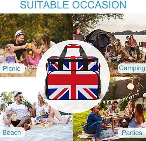 Brit Zászló Szigetelt Táska Hordozható Ice Box Hűvösebb Váll Csomag Oldalsó Zseb Bevásárlás Piknikek Munka Étkezés
