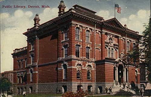 Nyilvános Könyvtár Detroit, Michigan-MI az Eredeti, Antik Képeslap